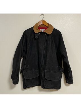 Cambridge Dry Goods Jacket Men’s Small Distressed Black Denim Chore Coat Vtg